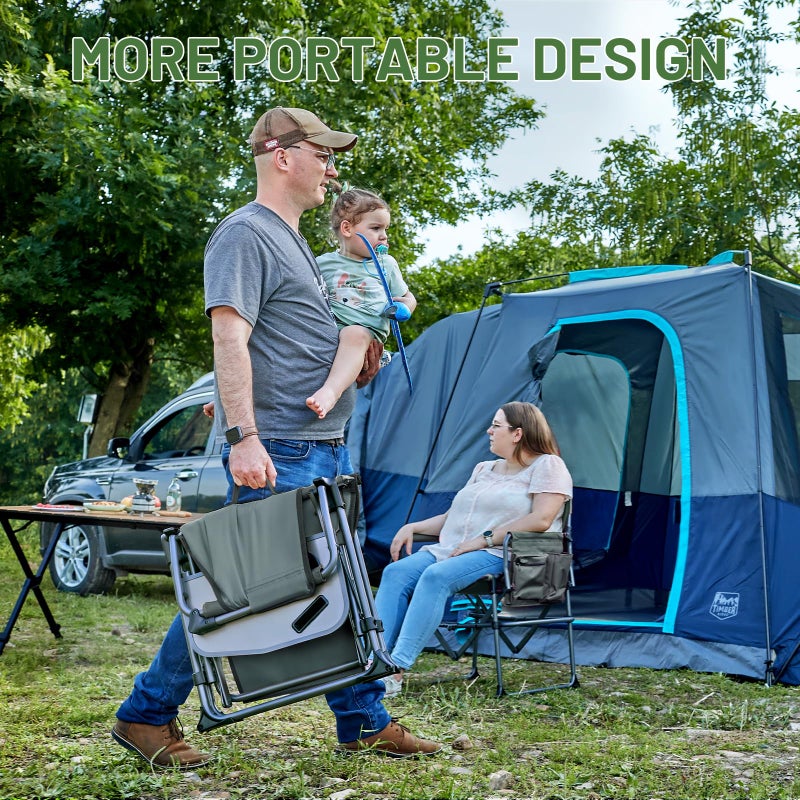Timber Ridge Aluminum Camping Directors Chair with Side Table Pocket, Portable Folding Chair, Heavy Duty Lawn Chair for Fishing Trip Picnic Concert Outdoor 400lbs, Grey - Image 2