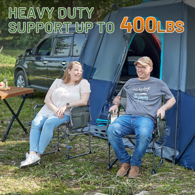 Timber Ridge Aluminum Camping Directors Chair with Side Table Pocket, Portable Folding Chair, Heavy Duty Lawn Chair for Fishing Trip Picnic Concert Outdoor 400lbs, Grey - Image 4
