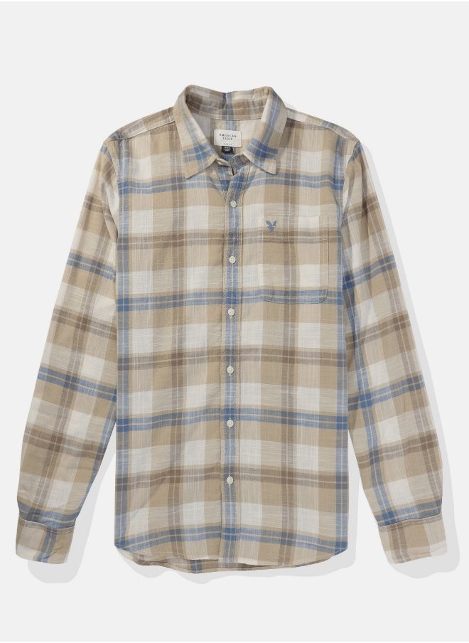 American Eagle - AE Plaid Poplin Button-Up Shirt - Image 1