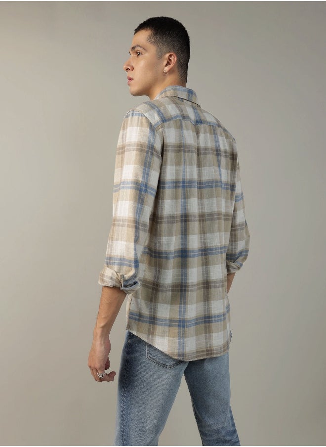American Eagle - AE Plaid Poplin Button-Up Shirt - Image 1