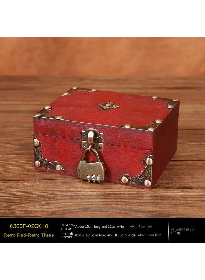 Bluejw Foreign Trade With Lock Plywood Wooden Box Vintage Storage Box Jewelry Necklace Box Photography Prop Box Packaging Box - Image 1