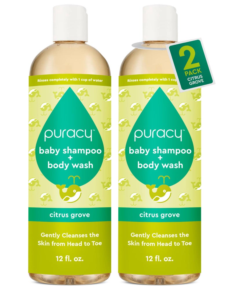 Puracy Shampoo & Body Wash for Children - Perfect Skin, Pure Ingredients with 12 Fruit & Vegetable Extracts for Silky Smooth Skin, Gentle Citrus Grove Aromas, 98.8% from Mother Nature, 12 Fl Oz (2-Pk) - Image 1