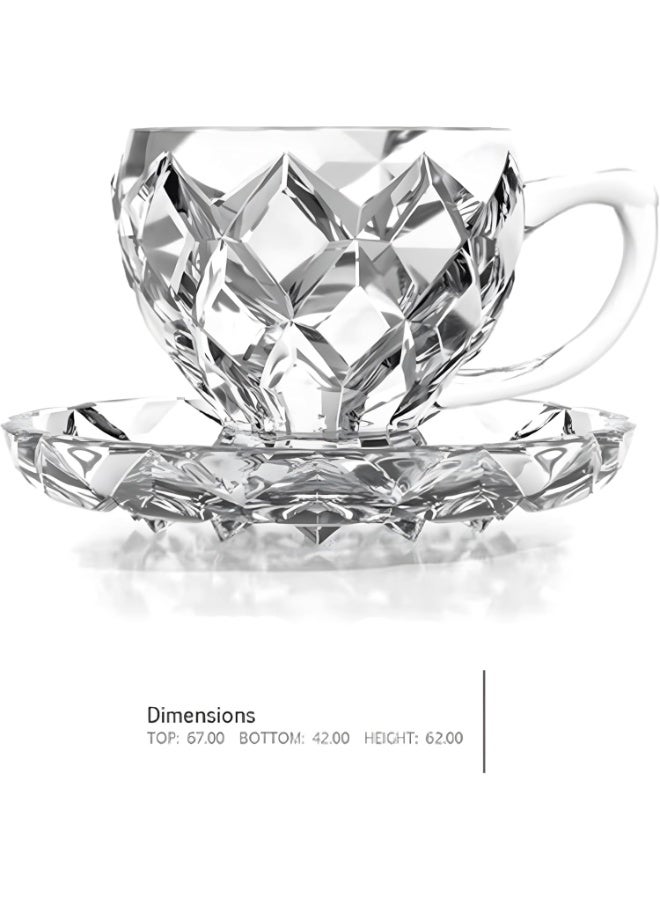 سيتى جلاس طقم فناجين شاي زجاجية مع صحون، 220 مل - عبوة من 6 أكواب قهوة، أكواب شاي تركية مع صحون - Image 3