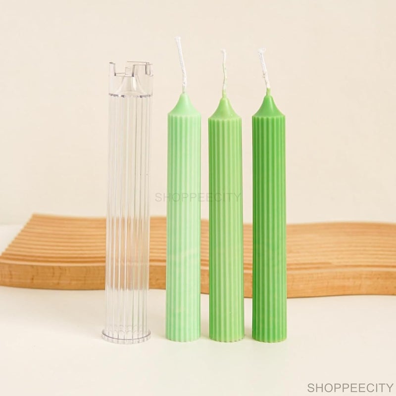 ShoppeeCity Polo Striped Pillar Candle Mold I Long Rod Cylinder Acrylic Candlestick Wax Mould I for DIY Handmade Cake Dcor Aromatherapy Candles Making Home Wedding Party Decoration 35 X 25 CM - Image 2