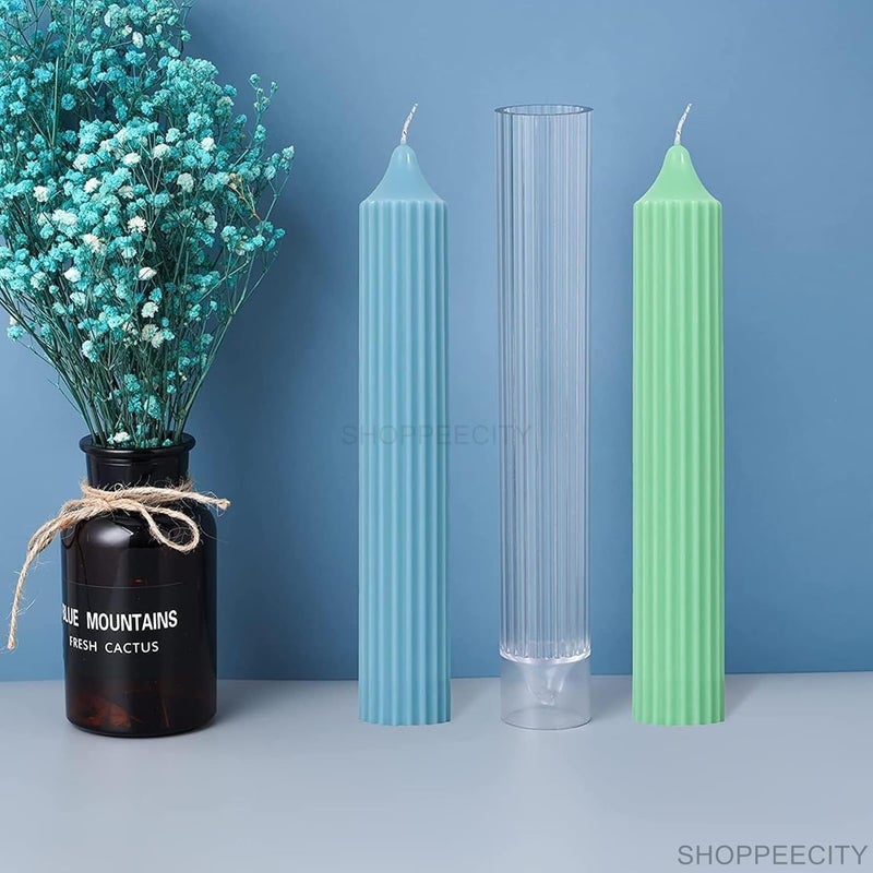 ShoppeeCity Polo Striped Pillar Candle Mold I Long Rod Cylinder Acrylic Candlestick Wax Mould I for DIY Handmade Cake Dcor Aromatherapy Candles Making Home Wedding Party Decoration 35 X 25 CM - Image 4