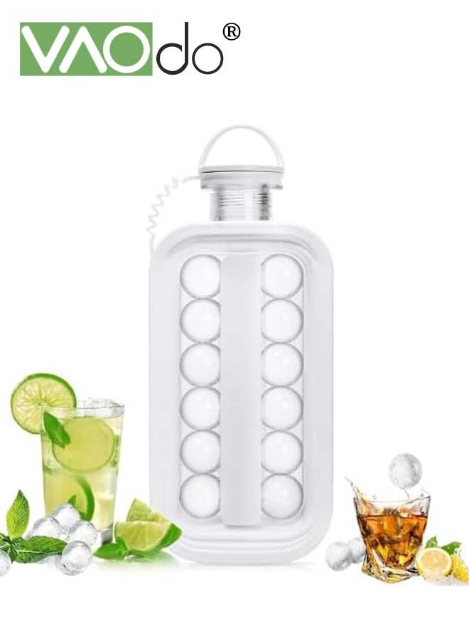 VAOdo - Ice Cube Trays 2 in 1 Portable Ice Ball Maker Kettle With 17 Grids Flat Body Lid Cooling Ice Pop Cube Molds for Refreshing Beverages BPA-Free Ice Ball Maker White - Image 1