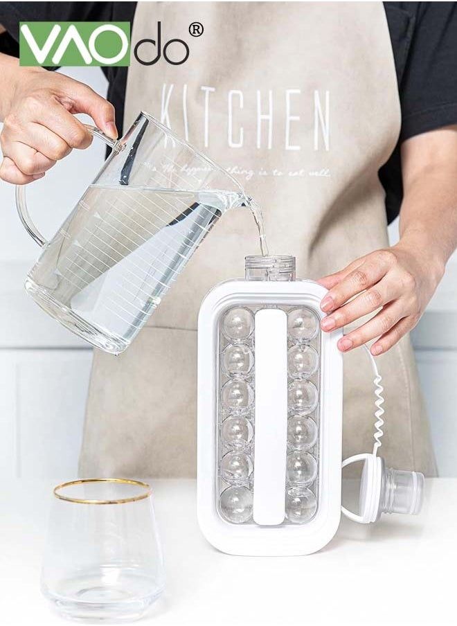 VAOdo - Ice Cube Trays 2 in 1 Portable Ice Ball Maker Kettle With 17 Grids Flat Body Lid Cooling Ice Pop Cube Molds for Refreshing Beverages BPA-Free Ice Ball Maker White - Image 1
