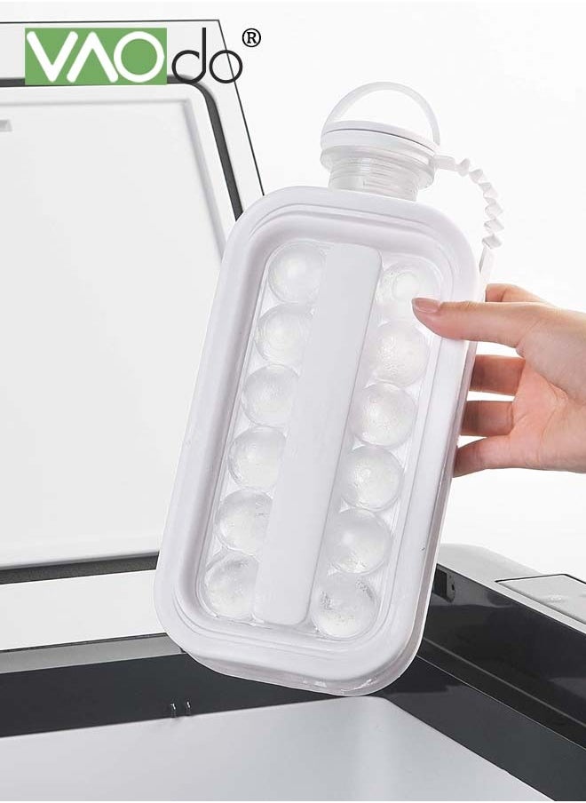 VAOdo - Ice Cube Trays 2 in 1 Portable Ice Ball Maker Kettle With 17 Grids Flat Body Lid Cooling Ice Pop Cube Molds for Refreshing Beverages BPA-Free Ice Ball Maker White - Image 1