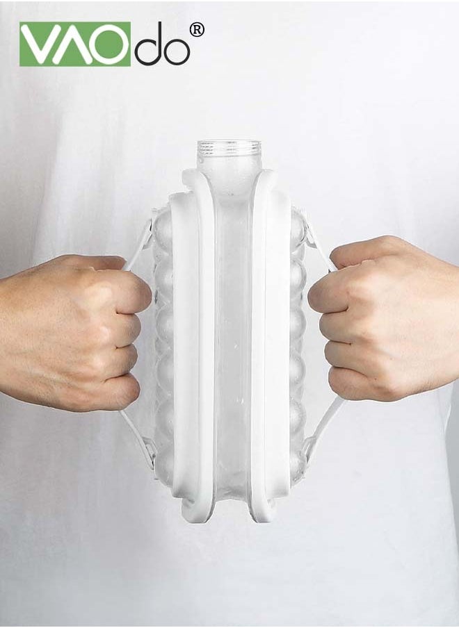 VAOdo - Ice Cube Trays 2 in 1 Portable Ice Ball Maker Kettle With 17 Grids Flat Body Lid Cooling Ice Pop Cube Molds for Refreshing Beverages BPA-Free Ice Ball Maker White - Image 1