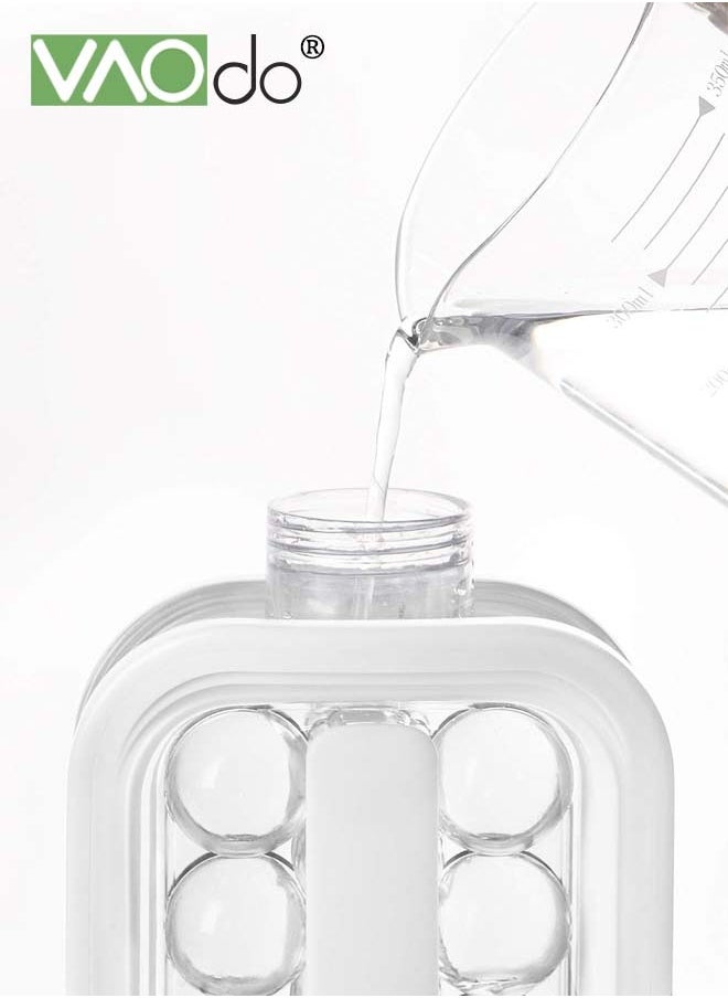 VAOdo - Ice Cube Trays 2 in 1 Portable Ice Ball Maker Kettle With 17 Grids Flat Body Lid Cooling Ice Pop Cube Molds for Refreshing Beverages BPA-Free Ice Ball Maker White - Image 1