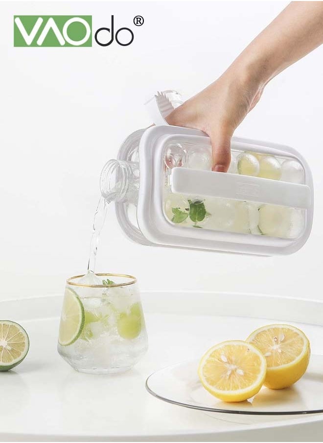 VAOdo - Ice Cube Trays 2 in 1 Portable Ice Ball Maker Kettle With 17 Grids Flat Body Lid Cooling Ice Pop Cube Molds for Refreshing Beverages BPA-Free Ice Ball Maker White - Image 1