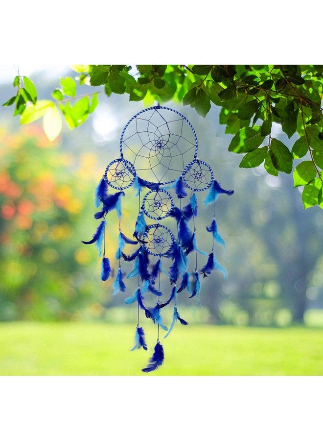 DULI Dream Catcher Traditional Indian Dreamcatcher Wall Art for Bedrooms, Home Wall, Hanging Design, Height 75 cm Dream Catchers(Blue),Metal, Feathers Dreamcatcher (Big Blue) - Image 2