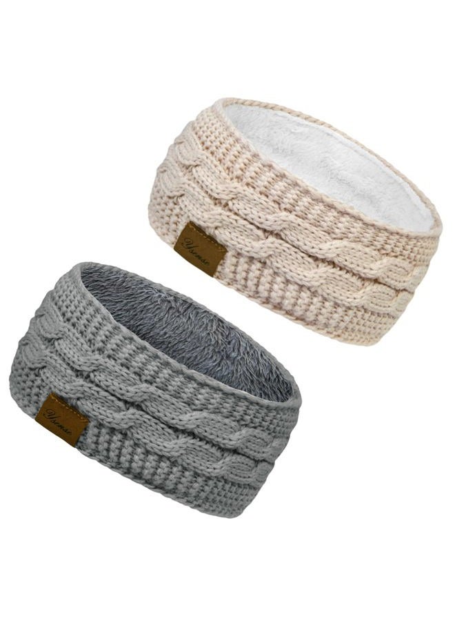 YSense Womens Ear Warmer Headband Cable Knit Winter Headbands Fleece Lined Ear Warmers Stocking Stuffers Gifts for Women - Image 1