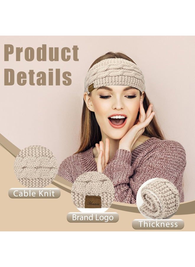 YSense Womens Ear Warmer Headband Cable Knit Winter Headbands Fleece Lined Ear Warmers Stocking Stuffers Gifts for Women - Image 2
