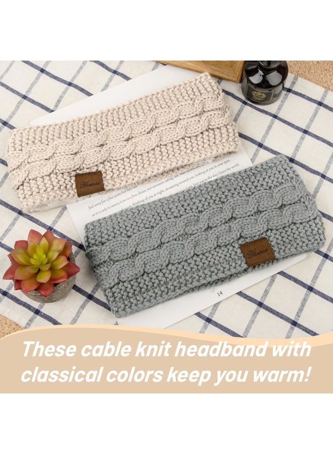 YSense Womens Ear Warmer Headband Cable Knit Winter Headbands Fleece Lined Ear Warmers Stocking Stuffers Gifts for Women - Image 3