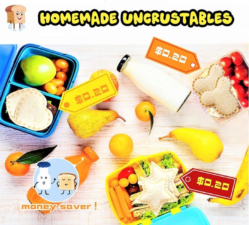 BANIC 26Pcs Sandwich Cutter and Sealer Set, Uncrustable Sandwich Cutters, Cookie Fruit Cutter Shapes, Lunch Bento Box Accessories with Square Heart Dinosaur Unicorn etc - Image 5