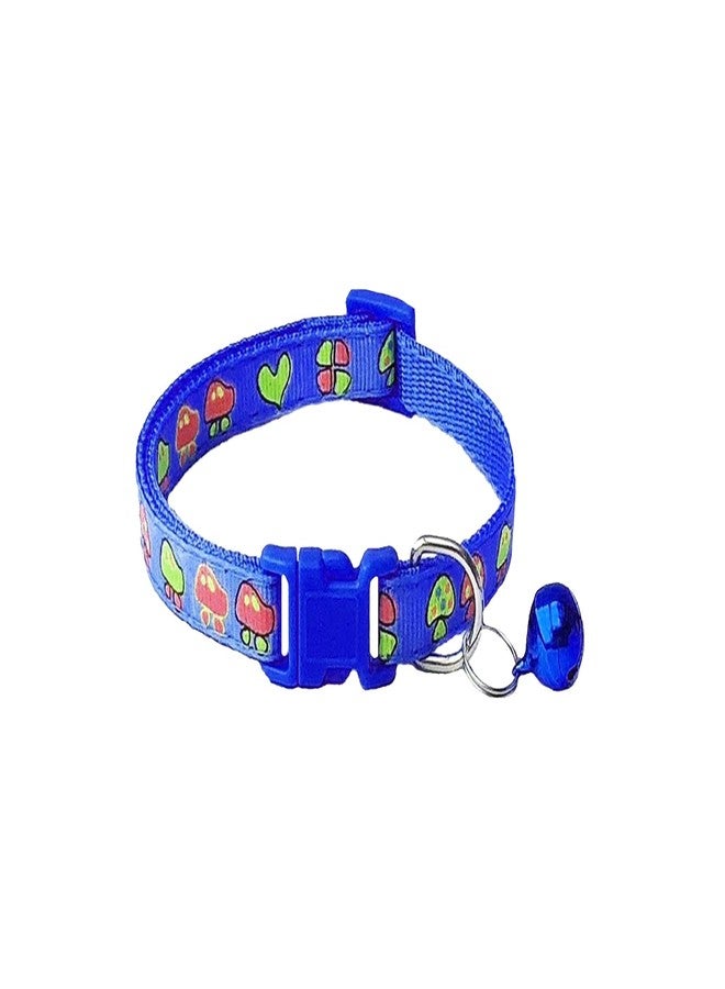 Chipmonk Cat & Puppy Collar with Bell,Kitten & Small Dogs Soft Adjustable,Safe,Solid & Protective Breakaway for Cats & Puppies,Cute Kitty Neckband with Mushroom Print-(Dark Blue) - Image 1