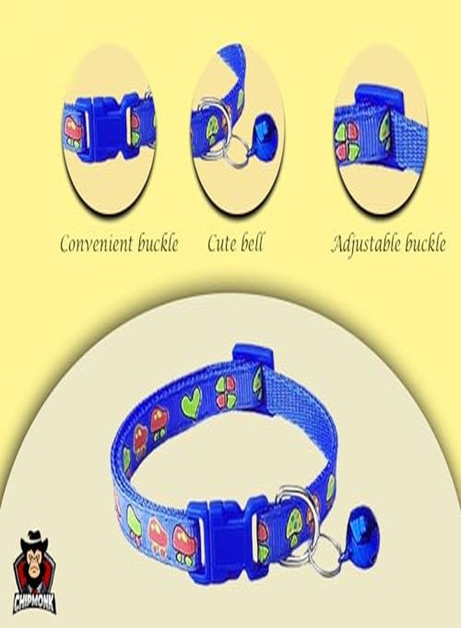 Chipmonk Cat & Puppy Collar with Bell,Kitten & Small Dogs Soft Adjustable,Safe,Solid & Protective Breakaway for Cats & Puppies,Cute Kitty Neckband with Mushroom Print-(Dark Blue) - Image 4