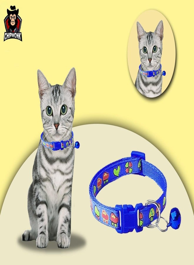 Chipmonk Cat & Puppy Collar with Bell,Kitten & Small Dogs Soft Adjustable,Safe,Solid & Protective Breakaway for Cats & Puppies,Cute Kitty Neckband with Mushroom Print-(Dark Blue) - Image 5