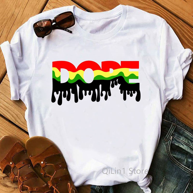 [On the same day] 2021T-shirt Black Girl Feminist style T-shirt cross-border European and American printed women's clothing - Image 1
