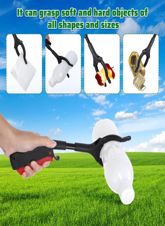 Wanmu 2Pcs Grabber Reacher Tool, 11" Short Trash Grabber Pickup Tool Portable Lightweight Claw Rubbish Tong for Elderly Disabled Sanitation Worker Picking up Gripping Various Objects, Black Red - Image 4