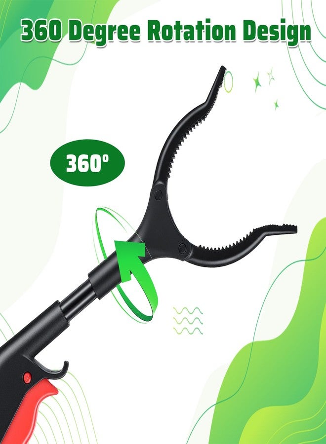 Wanmu 2Pcs Grabber Reacher Tool, 11" Short Trash Grabber Pickup Tool Portable Lightweight Claw Rubbish Tong for Elderly Disabled Sanitation Worker Picking up Gripping Various Objects, Black Red - Image 3