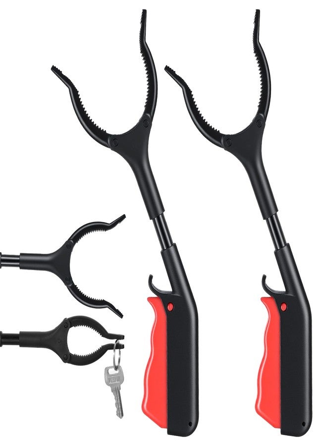 Wanmu 2Pcs Grabber Reacher Tool, 11" Short Trash Grabber Pickup Tool Portable Lightweight Claw Rubbish Tong for Elderly Disabled Sanitation Worker Picking up Gripping Various Objects, Black Red - Image 1