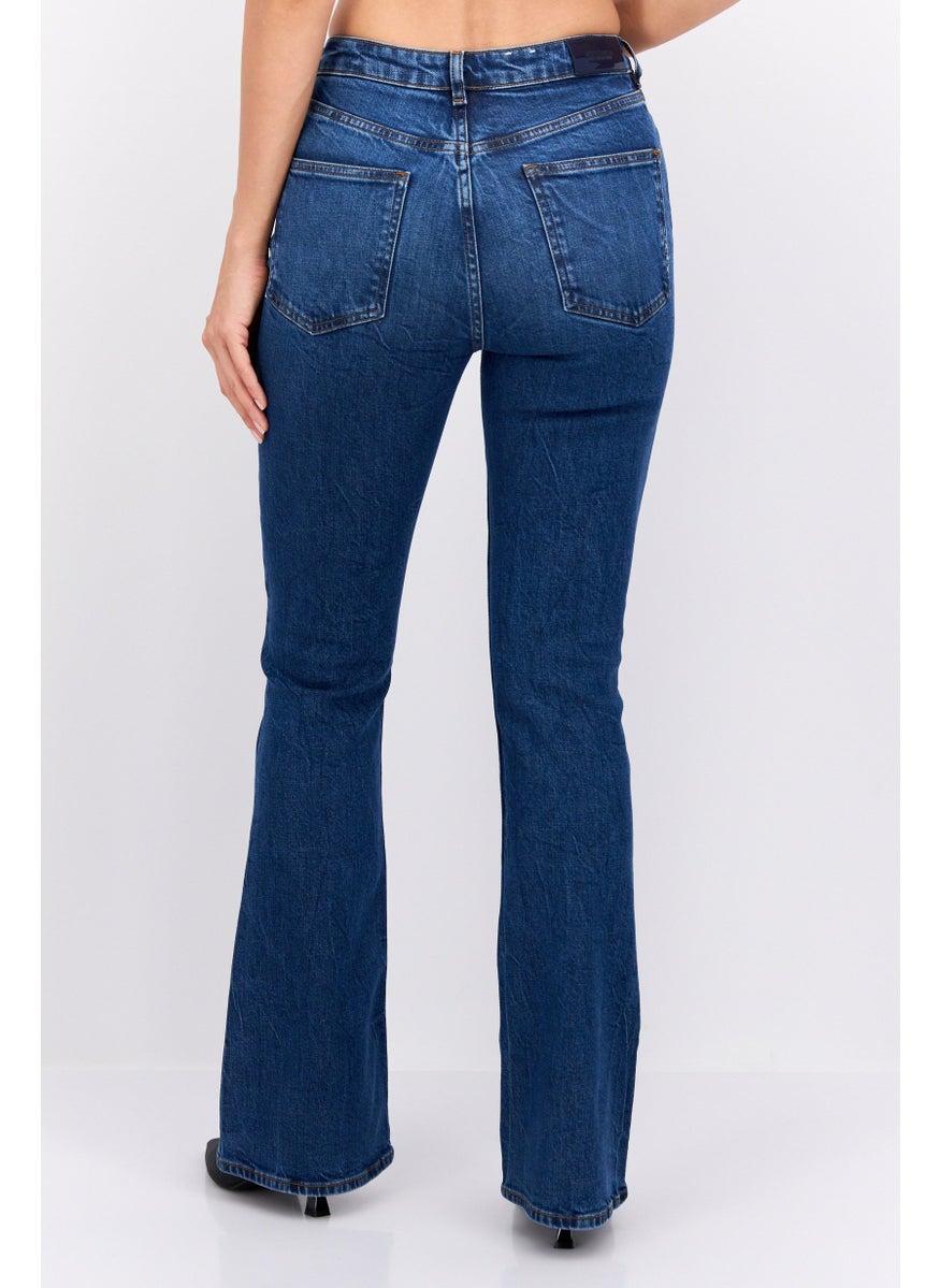 Scotch & Soda Women Regular Fit Flare Leg Stretchable Denim, Blue  - Image 3