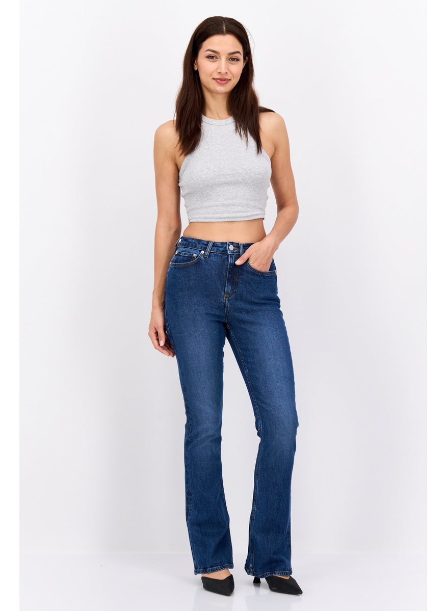 Scotch & Soda Women Regular Fit Flare Leg Stretchable Denim, Blue  - Image 2