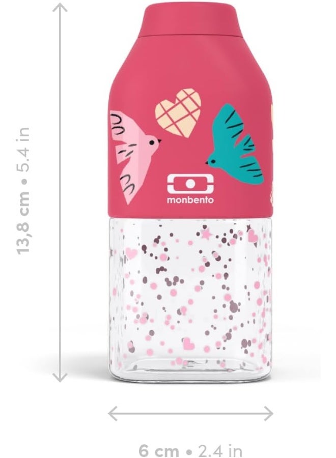 MONBENTO - MB Positive S Pink Birds Children's Bottle - Children's Bottle for School, Sport, Picnic - Mini Plastic Bottle 330 ml Airtight - BPA Free - Pink Bird Design - Image 4