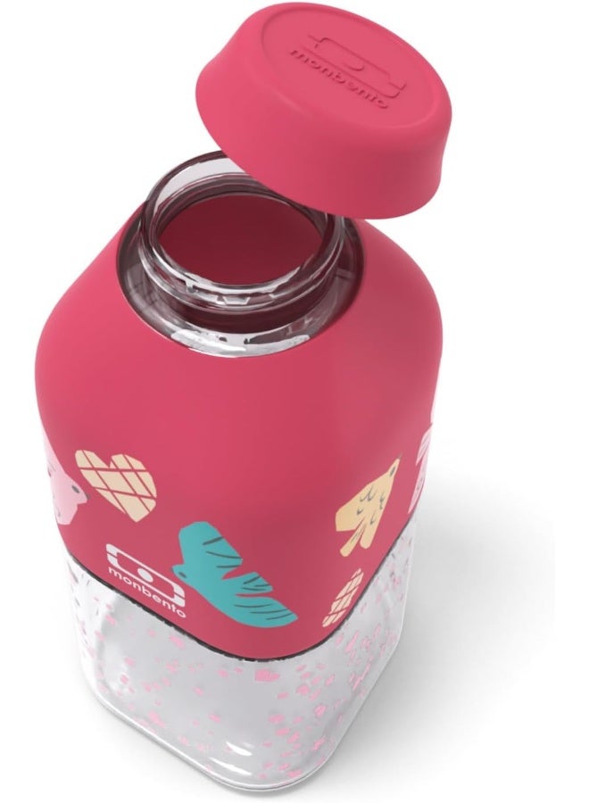 MONBENTO - MB Positive S Pink Birds Children's Bottle - Children's Bottle for School, Sport, Picnic - Mini Plastic Bottle 330 ml Airtight - BPA Free - Pink Bird Design - Image 2