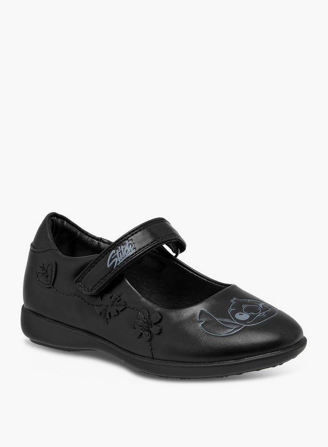 ديزني حذاء ماري جين بناتي مطرز بغرزة مع إغلاق بشريط لاصق - Image 2