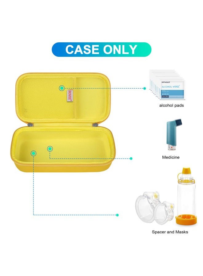 bovke Hard Travel Case for Asthma Inhaler, Inhaler Spacer for Kids and Adults, Masks, Inhaler Holder Asthma Carrying Bag with Mesh Pocket for Medicine and Other Accessories,yellow - Image 2