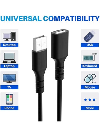 2 Pack USB 2.0 Extension Cable, 3m/10ft A Male to A Female Charging and Syncing USB Extender Cord for Computer to link USB Devices like Hub, Mouse, Keyboard, Camera, Flash Drive and more (Black) - view 2