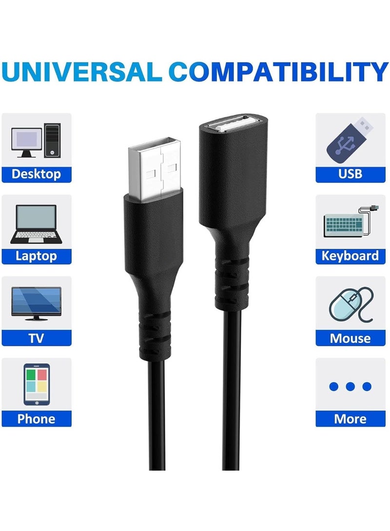BEST ONE 2 Pack USB 2.0 Extension Cable, 3m/10ft A Male to A Female Charging and Syncing USB Extender Cord for Computer to link USB Devices like Hub, Mouse, Keyboard, Camera, Flash Drive and more (Black) - Image 2