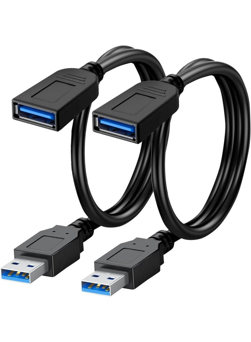 BEST ONE 2 Pack USB 2.0 Extension Cable, 3m/10ft A Male to A Female Charging and Syncing USB Extender Cord for Computer to link USB Devices like Hub, Mouse, Keyboard, Camera, Flash Drive and more (Black) - Image 1