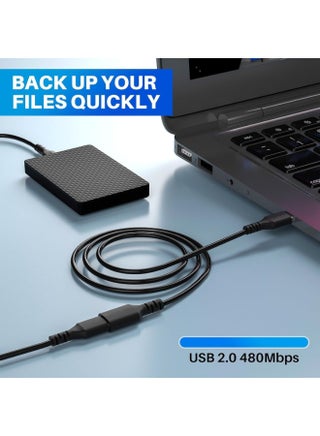 2 Pack USB 2.0 Extension Cable, 3m/10ft A Male to A Female Charging and Syncing USB Extender Cord for Computer to link USB Devices like Hub, Mouse, Keyboard, Camera, Flash Drive and more (Black) - view 5