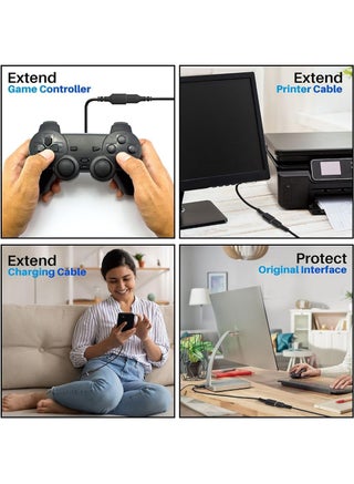 2 Pack USB 2.0 Extension Cable, 3m/10ft A Male to A Female Charging and Syncing USB Extender Cord for Computer to link USB Devices like Hub, Mouse, Keyboard, Camera, Flash Drive and more (Black) - view 4