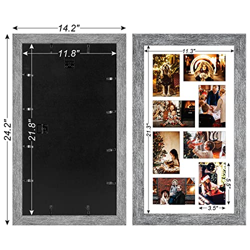 Gaevuian 11.8x21.8 Picture Frame Display 8 opening 4X6 Picture Frame Collage,Multi Photo Frame with Mat,Plexiglass,Wall or Tabletop Decor,Grey Wood Grain - Image 4