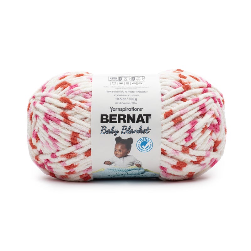 Bernat Baby Blanket Strawberry DOT Yarn - 1 Pack of 300g/10.5 oz - 100% Polyester - #6 Super Bulky - 220 Yards - Knitting/Crochet - Image 1