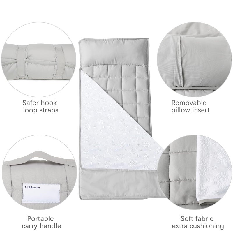 Biloban 2 Pack Toddler Nap Mat with Fleece Blanket, Extra Large Kids Sleeping Bag for Preschool Daycare, Portable Travel Camping Nap mats Machine Washable Arrow and Grey - Image 3