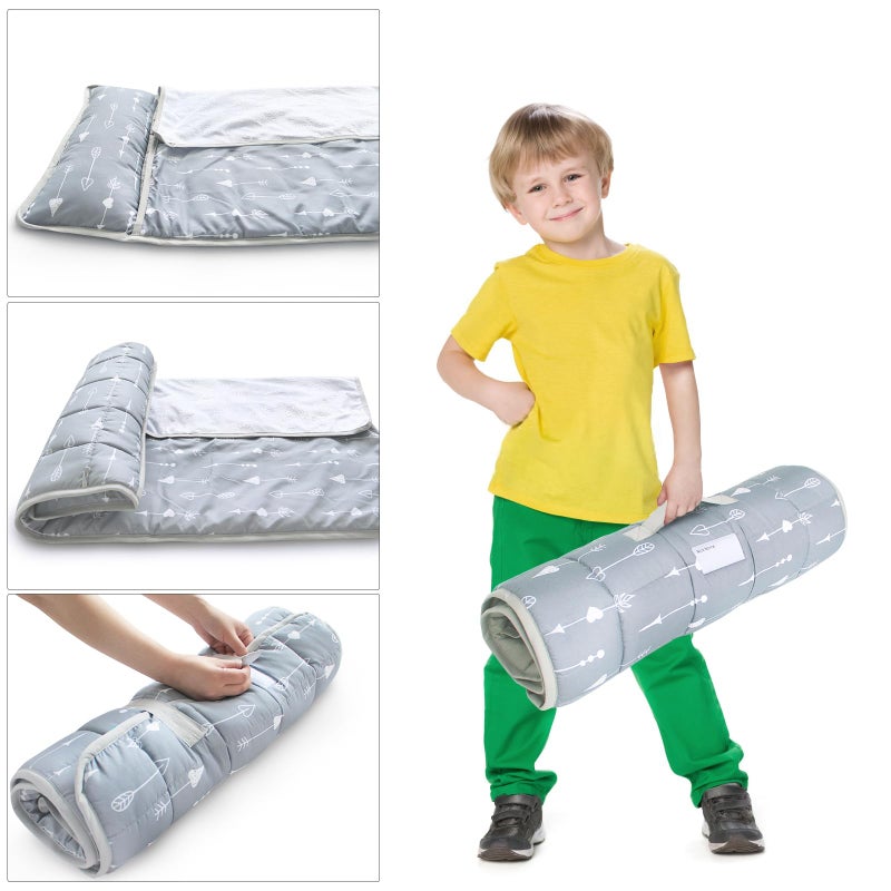 Biloban 2 Pack Toddler Nap Mat with Fleece Blanket, Extra Large Kids Sleeping Bag for Preschool Daycare, Portable Travel Camping Nap mats Machine Washable Arrow and Grey - Image 2