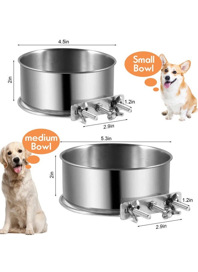 tchrules - Dog Crate Water Bowl, 2 Pack No Spill Hanging Cage Food Bowls for Kennel Puppy Cat Bird Bunny Stainless Steel Metal Mountable Small&Medium Feeding Dish Wall Mounted Attachable Crates Pet Feeder - Image 1