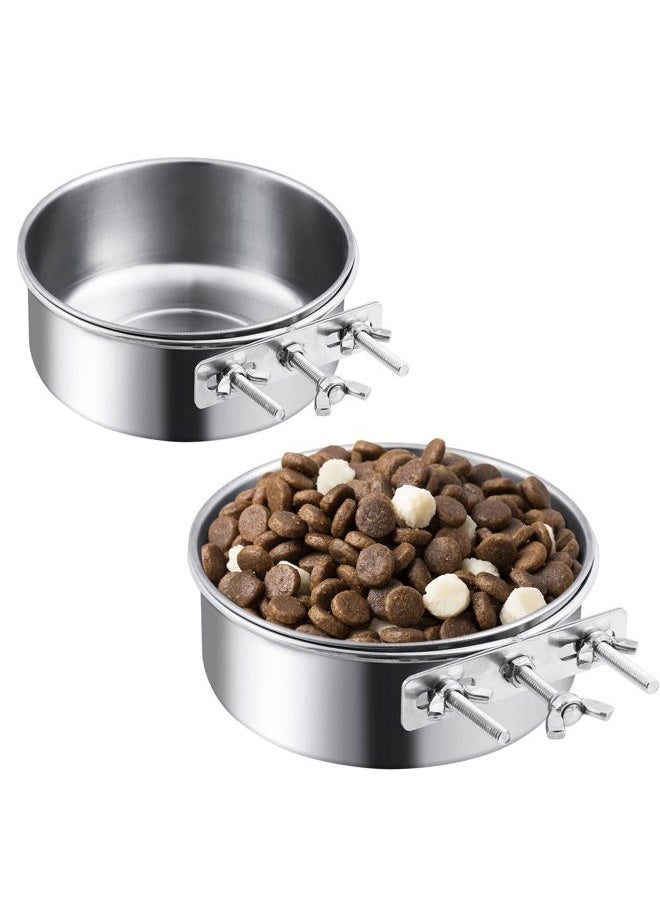 tchrules - Dog Crate Water Bowl, 2 Pack No Spill Hanging Cage Food Bowls for Kennel Puppy Cat Bird Bunny Stainless Steel Metal Mountable Small&Medium Feeding Dish Wall Mounted Attachable Crates Pet Feeder - Image 1