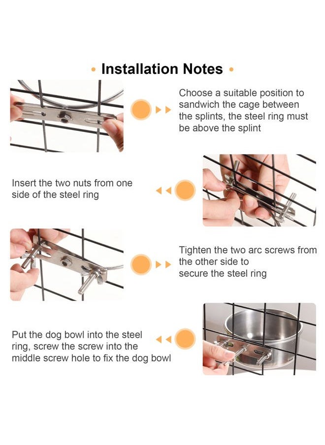 tchrules - Dog Crate Water Bowl, 2 Pack No Spill Hanging Cage Food Bowls for Kennel Puppy Cat Bird Bunny Stainless Steel Metal Mountable Small&Medium Feeding Dish Wall Mounted Attachable Crates Pet Feeder - Image 1