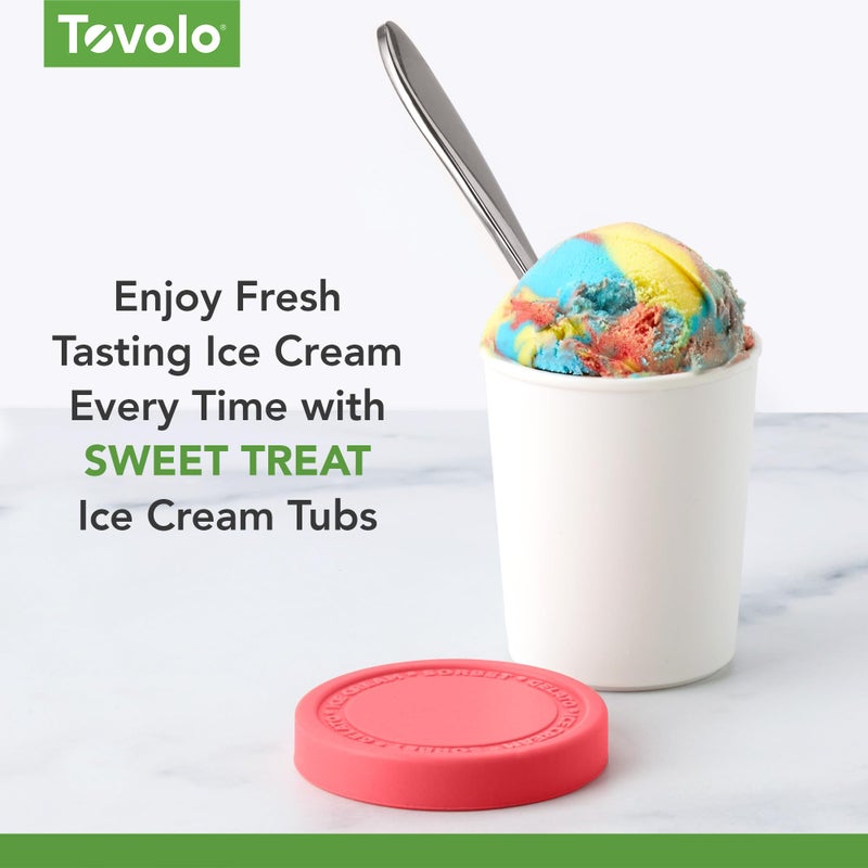 Tovolo Sweet Treat, Reusable Ice Cream Container for Homemade Ice Cream, Assorted Set of 4 - 6 Oz Stackable Storage Tubs with Silicone Lids for Freezer - BPA-Free & Dishwasher-Safe - Image 3