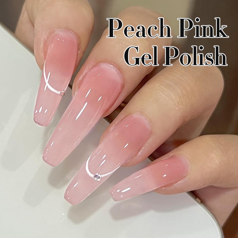 Double Rhythm 0.50 OZ Translucent Gel Polish Same Color Same Bottle Sheer Pastel Neutral Natural Milky 15 ML Jelly UV Nail Art DIY at Home (Jelly Rose Pink-A1380) - Image 4