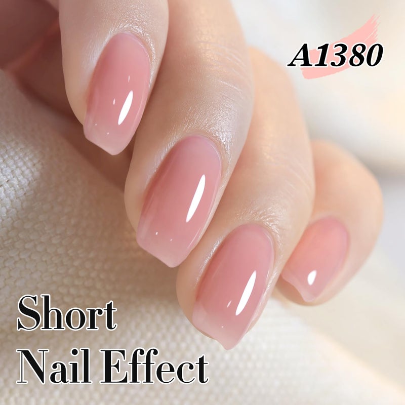 Double Rhythm 0.50 OZ Translucent Gel Polish Same Color Same Bottle Sheer Pastel Neutral Natural Milky 15 ML Jelly UV Nail Art DIY at Home (Jelly Rose Pink-A1380) - Image 2