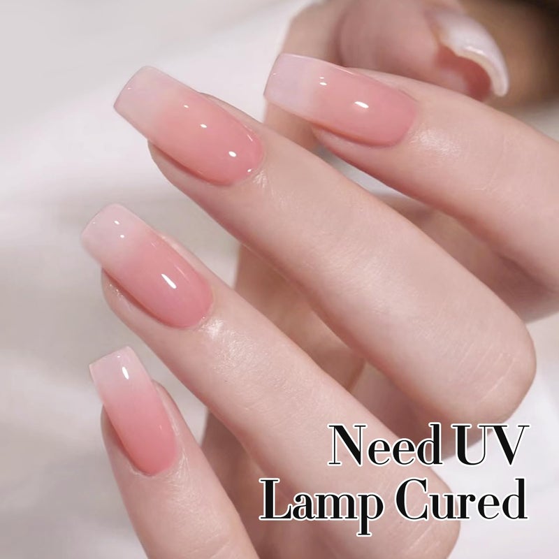 Double Rhythm 0.50 OZ Translucent Gel Polish Same Color Same Bottle Sheer Pastel Neutral Natural Milky 15 ML Jelly UV Nail Art DIY at Home (Jelly Rose Pink-A1380) - Image 3