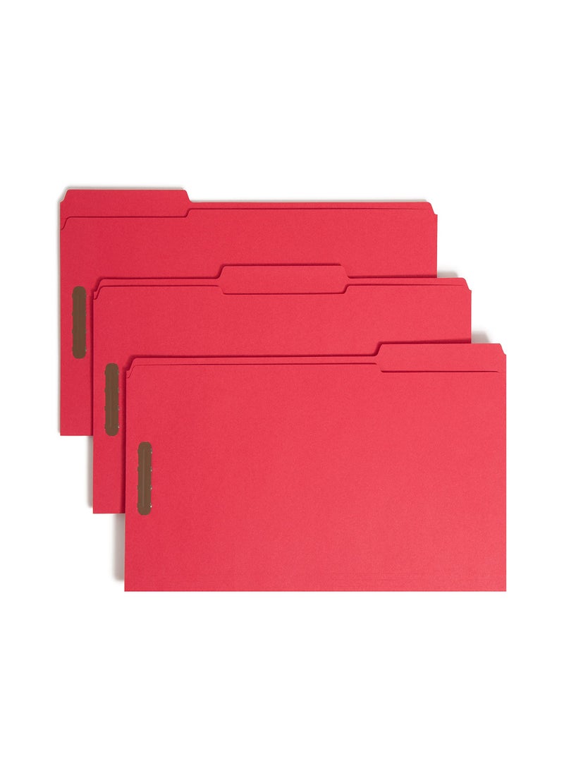 Smead Smead Fastener File Folder, 2 Fasteners, Reinforced 1/3-Cut Tab, Legal Size, Red, 50 per Box (17740) (Pack of 1)  - Image 1